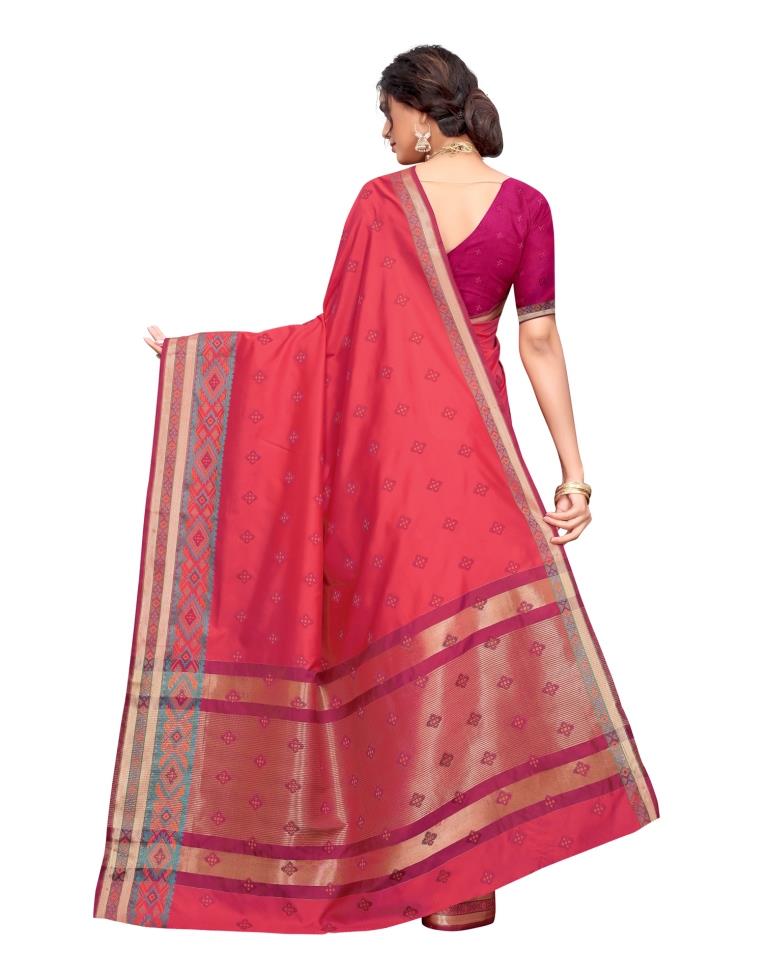 Pink Coloured Poly Silk Jacquard Partywear saree | Sudathi