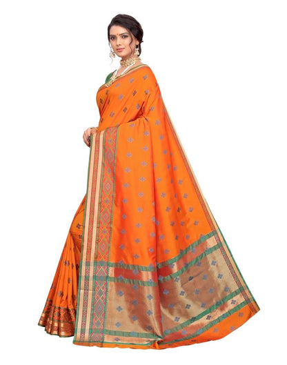 Orange Coloured Poly Silk Jacquard Partywear saree | Sudathi