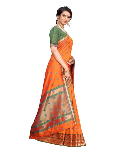 Orange Coloured Poly Silk Jacquard Partywear saree | Sudathi
