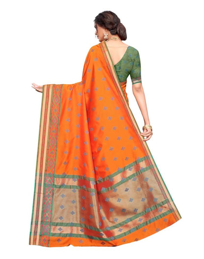 Orange Coloured Poly Silk Jacquard Partywear saree | Sudathi