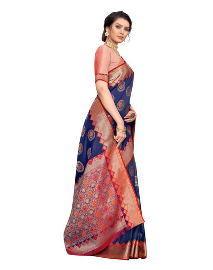Navy Blue Coloured Poly Silk Jacquard Partywear saree | Leemboodi