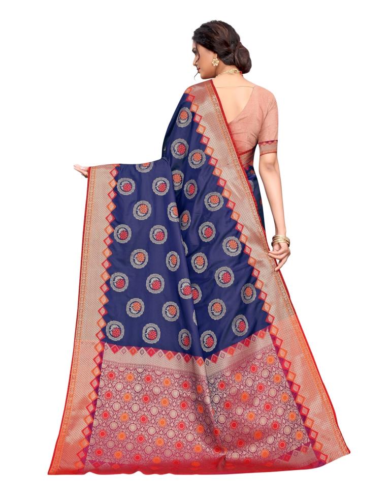 Navy Blue Coloured Poly Silk Jacquard Partywear saree | Leemboodi