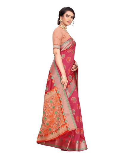 Pink Coloured Poly Silk Jacquard Partywear saree | Leemboodi