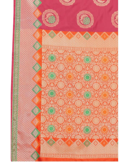 Pink Coloured Poly Silk Jacquard Partywear saree | Leemboodi