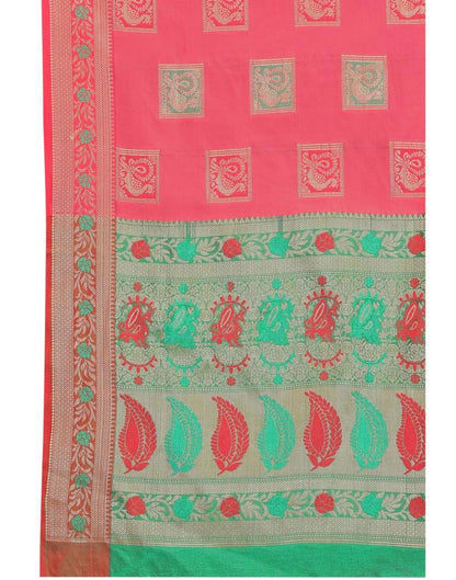 Pink Coloured Poly Silk Jacquard Partywear saree | Leemboodi