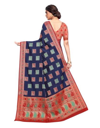 Navy Blue Coloured Poly Silk Jacquard Partywear saree | Leemboodi