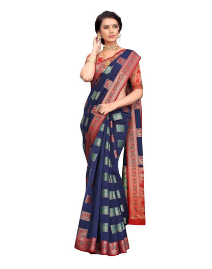 Navy Blue Coloured Poly Silk Jacquard Partywear saree | Leemboodi