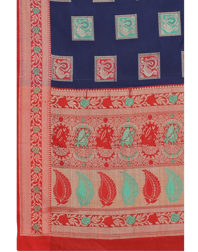 Navy Blue Coloured Poly Silk Jacquard Partywear saree | Leemboodi