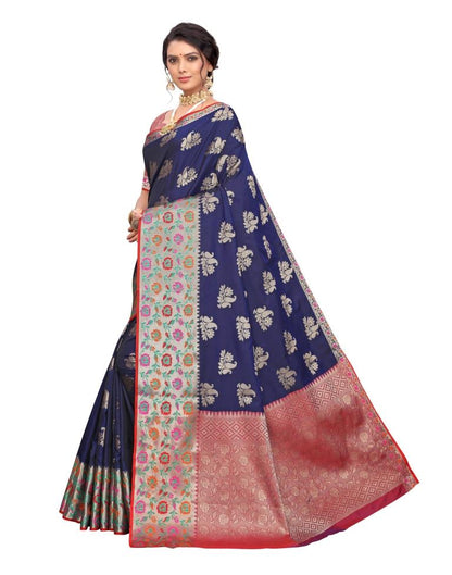 Navy Blue Coloured Poly Silk Jacquard Partywear saree | Leemboodi