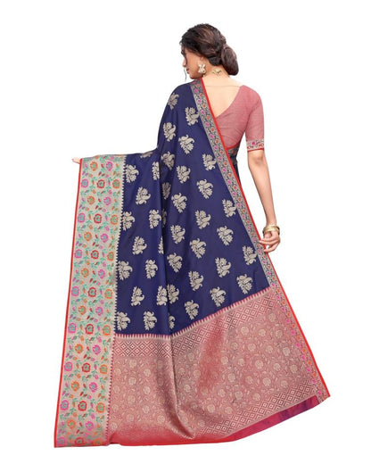 Navy Blue Coloured Poly Silk Jacquard Partywear saree | Leemboodi