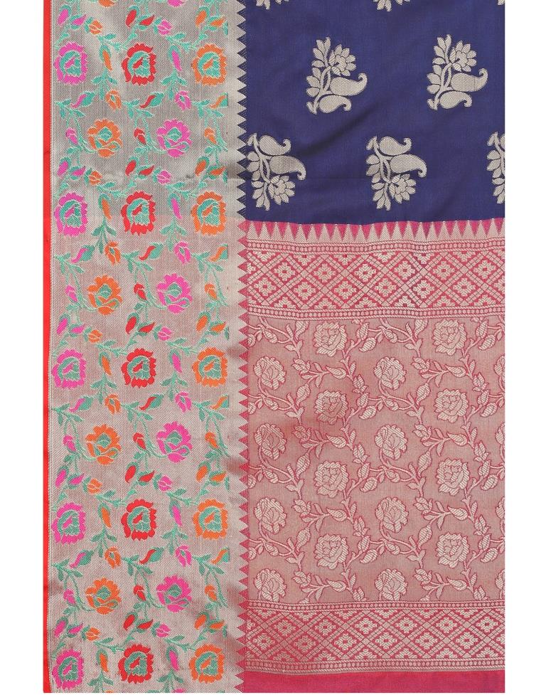 Navy Blue Coloured Poly Silk Jacquard Partywear saree | Leemboodi