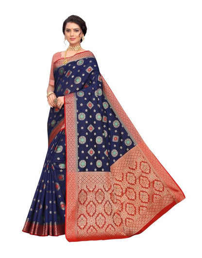 Navy Blue Coloured Poly Silk Jacquard Partywear saree | Leemboodi