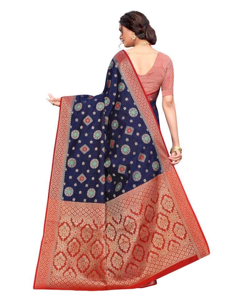 Navy Blue Coloured Poly Silk Jacquard Partywear saree | Leemboodi