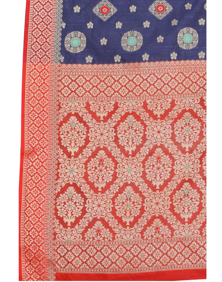 Navy Blue Coloured Poly Silk Jacquard Partywear saree | Leemboodi
