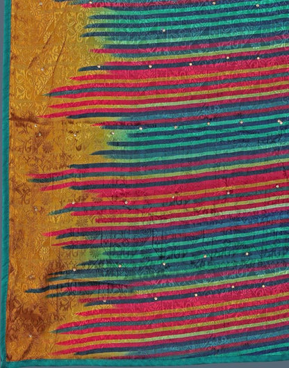 Multicolored Coloured Silk Crepe Printed, Embellished Partywear saree | Sudathi