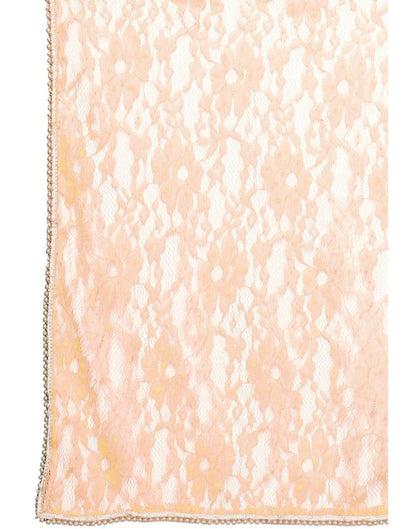 Light Orange Coloured Embellished Russel Net Saree | Leemboodi