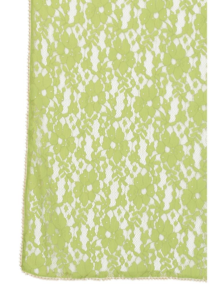 Parrot Green Coloured Embellished Russel Net Saree | Leemboodi