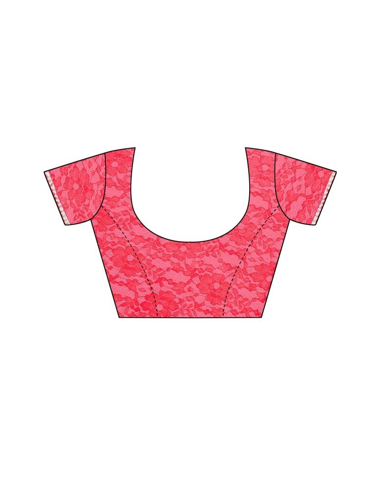 Pink Coloured Embellished Russel Net Saree | Leemboodi