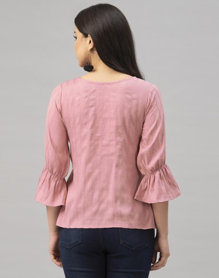 Onion Pink Coloured Marya Silk Plain Top | Leemboodi
