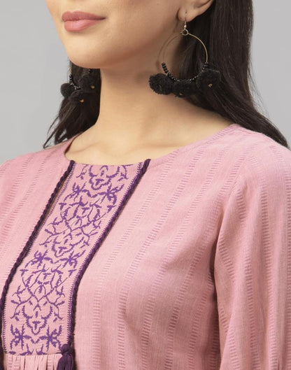 Onion Pink Coloured Marya Silk Plain Top | Leemboodi