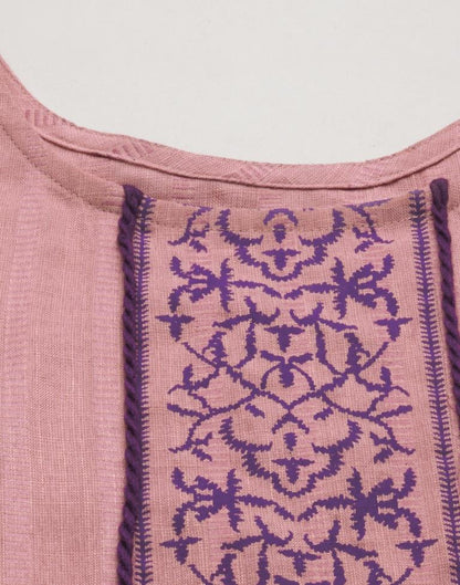 Onion Pink Coloured Marya Silk Plain Top | Leemboodi