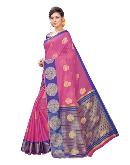 Pink Coloured Poly Cotton Jacquard Partywear saree | Leemboodi