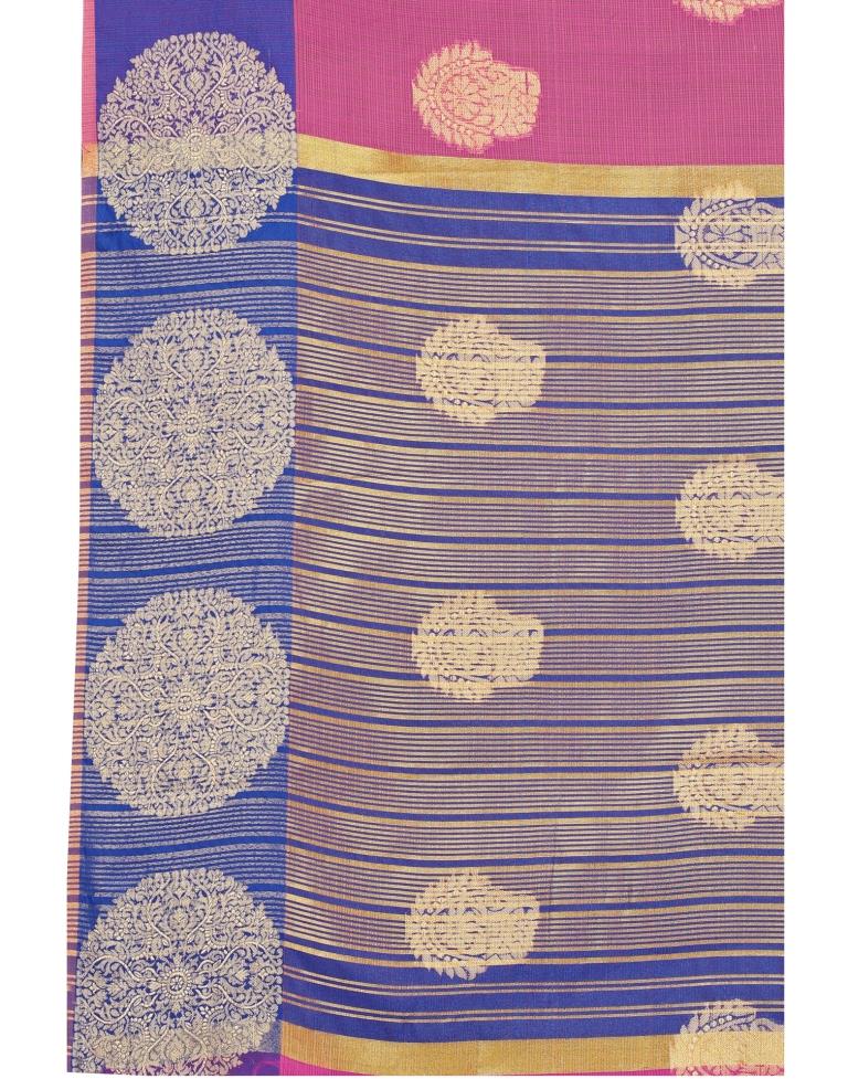 Pink Coloured Poly Cotton Jacquard Partywear saree | Leemboodi