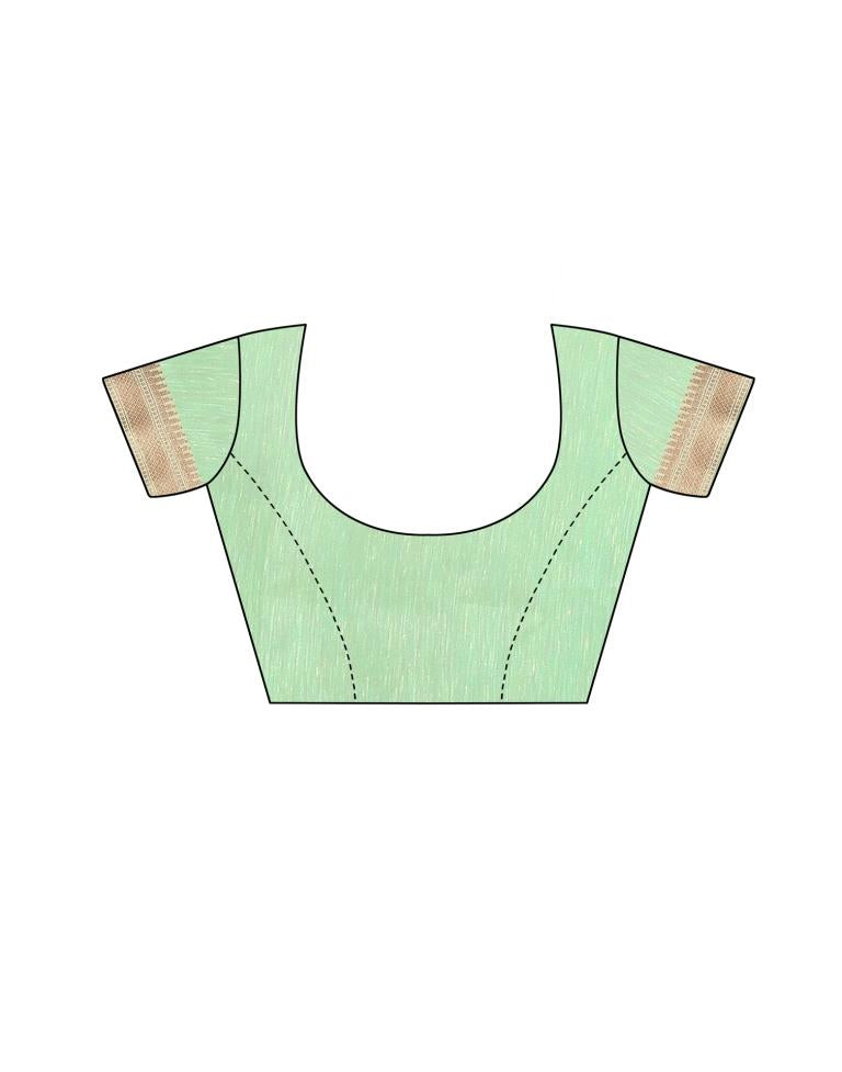 Pista Green Coloured Cotton Blend Jacquard Partywear saree | Leemboodi