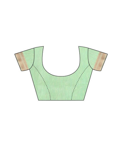 Pista Green Coloured Cotton Blend Jacquard Partywear saree | Leemboodi