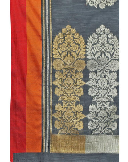 Grey Coloured Cotton Blend Jacquard Partywear saree | Leemboodi