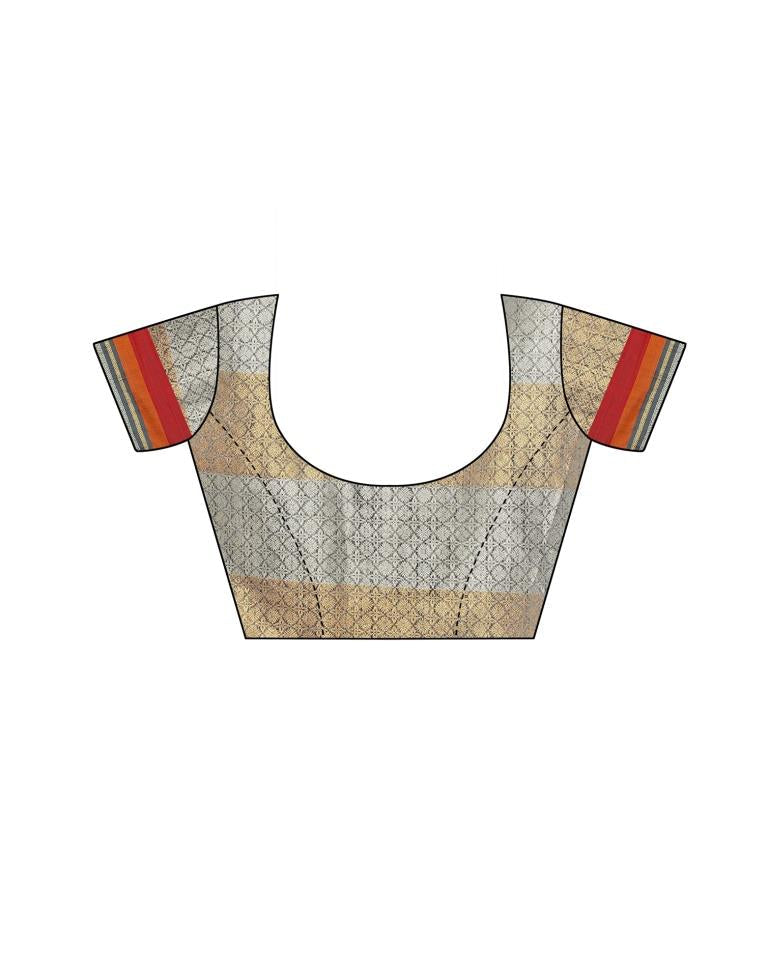 Grey Coloured Cotton Blend Jacquard Partywear saree | Leemboodi