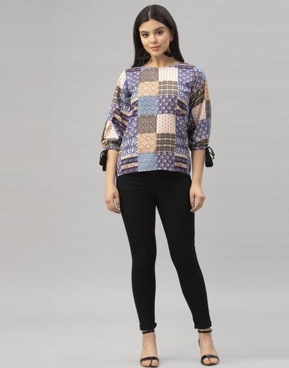 Royal Multicolored Coloured Digital Printed Crepe Tops | Leemboodi