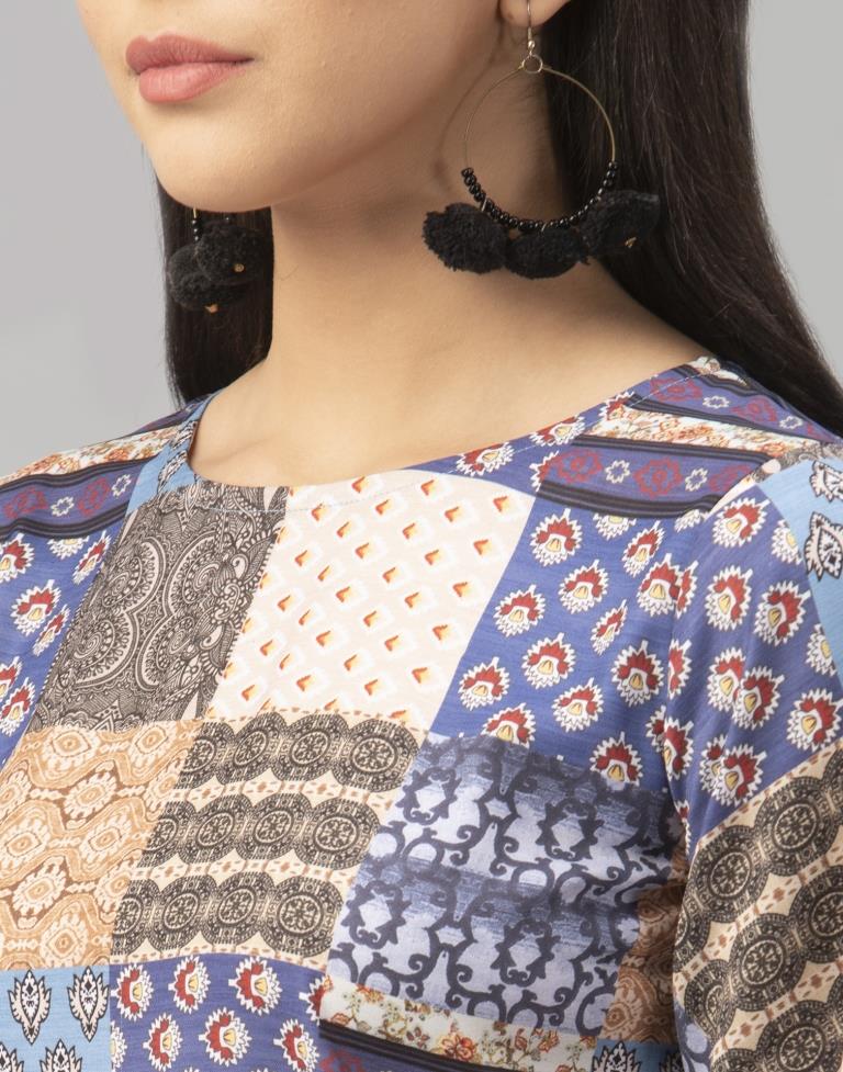 Royal Multicolored Coloured Digital Printed Crepe Tops | Leemboodi