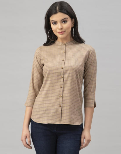 Beige Woven Cotton Top | Sudathi