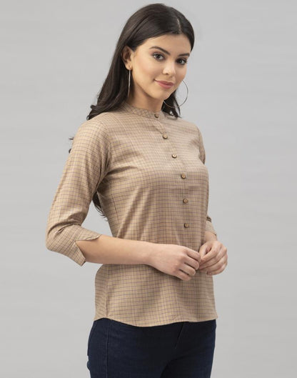 Beige Woven Cotton Top | Sudathi