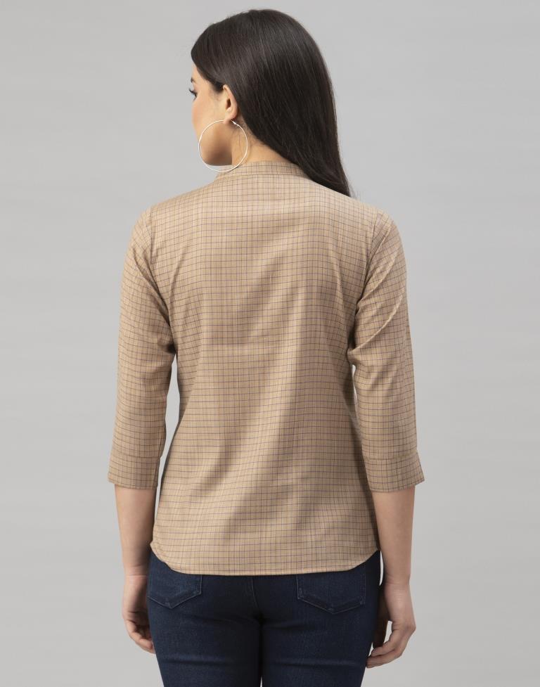 Beige Woven Cotton Top | Sudathi