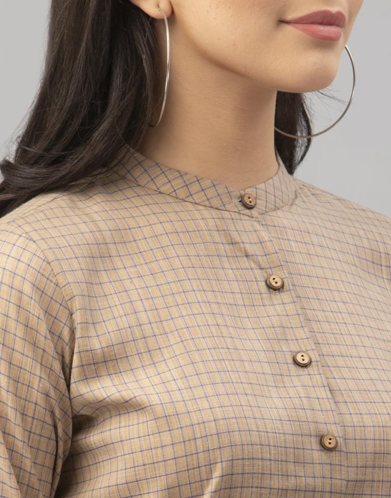 Beige Woven Cotton Top | Sudathi