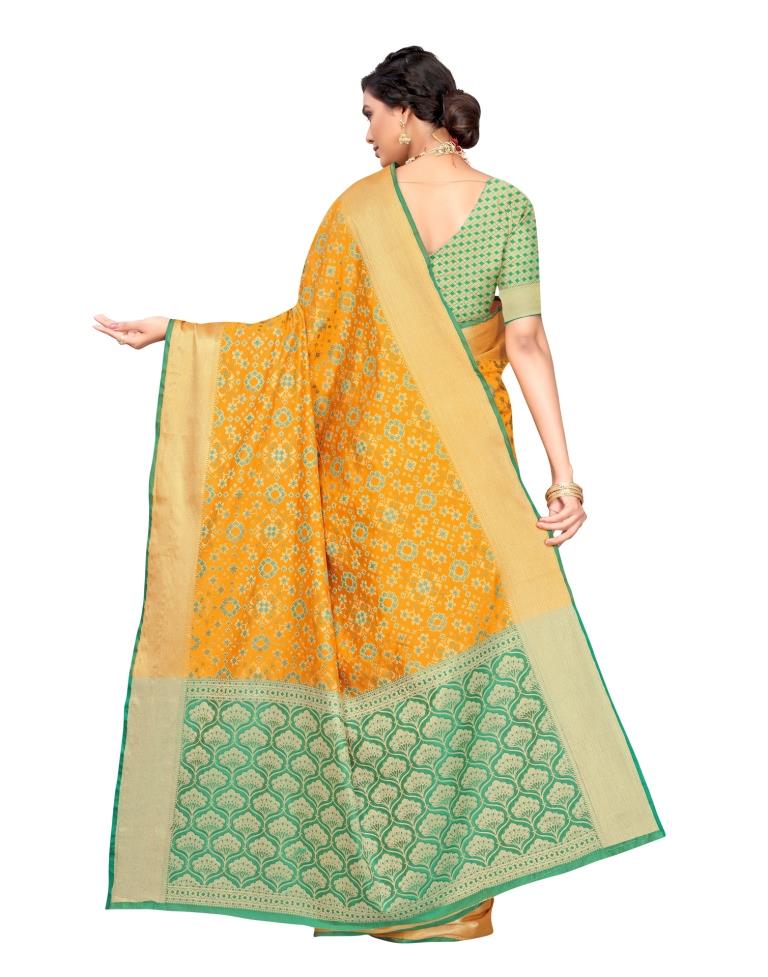 Orange Coloured Poly Silk Jacquard Partywear saree | Leemboodi