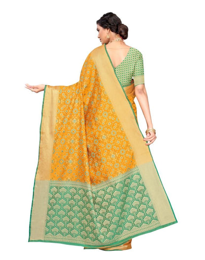 Orange Coloured Poly Silk Jacquard Partywear saree | Leemboodi