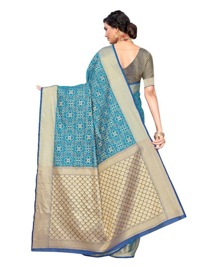 Blue Coloured Poly Silk Jacquard Partywear saree | Leemboodi
