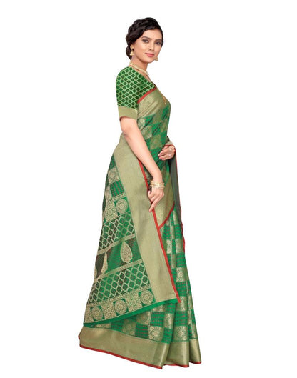Green Coloured Poly Silk Jacquard Partywear saree | Leemboodi