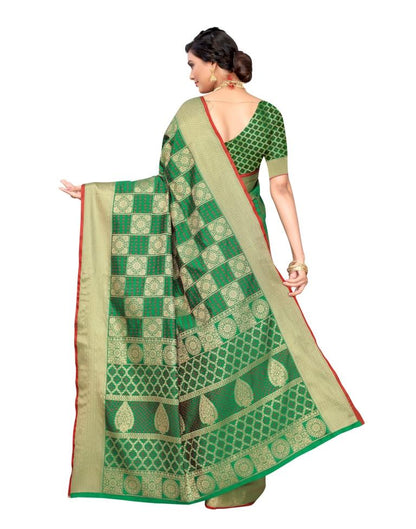 Green Coloured Poly Silk Jacquard Partywear saree | Leemboodi