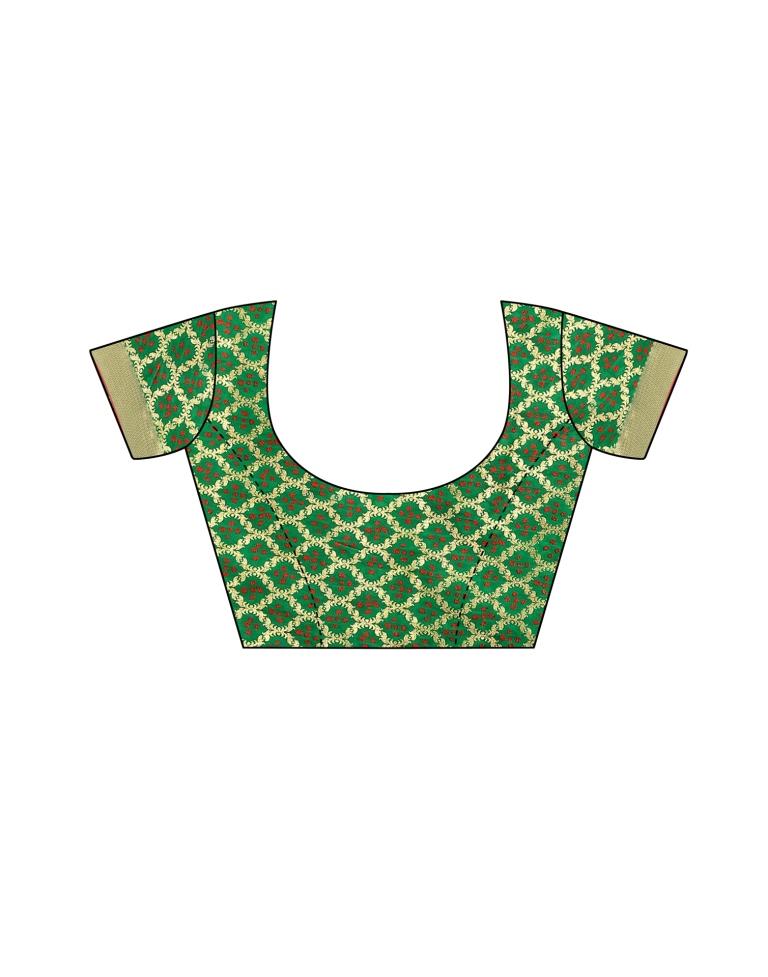 Green Coloured Poly Silk Jacquard Partywear saree | Leemboodi