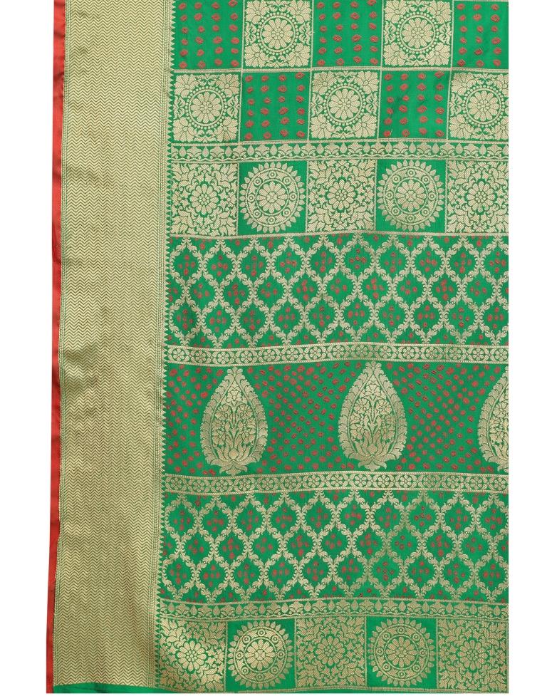 Green Coloured Poly Silk Jacquard Partywear saree | Leemboodi