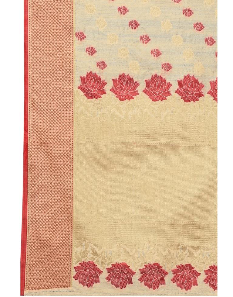 Beige Coloured Poly Silk Jacquard Partywear saree | Leemboodi