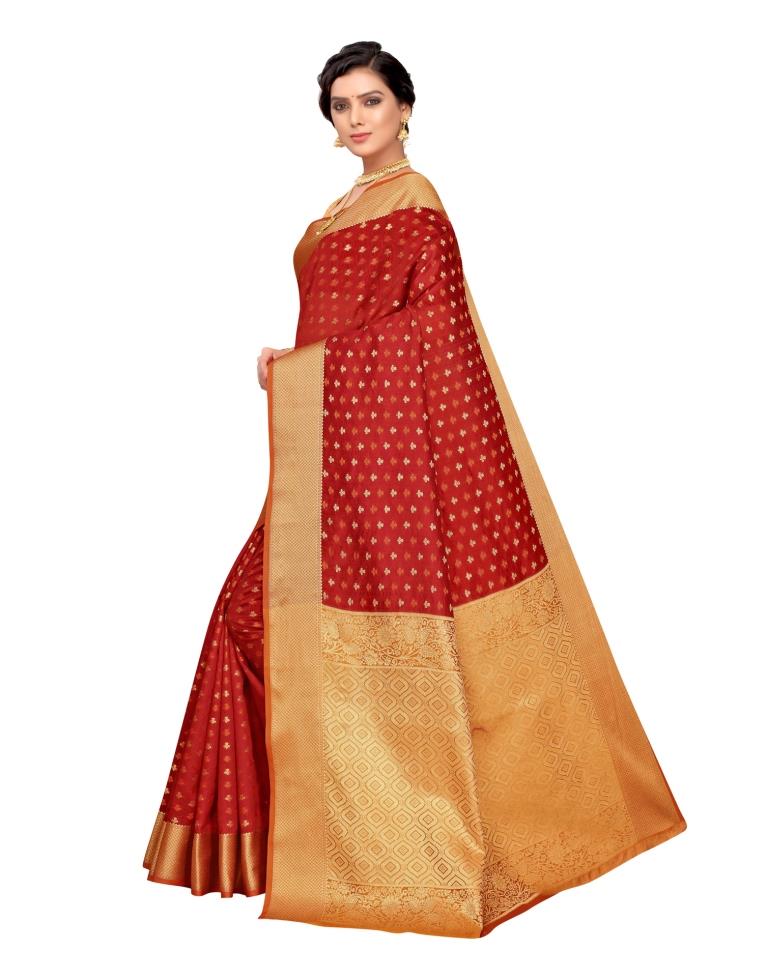 Red Coloured Poly Silk Jacquard Partywear saree | Leemboodi
