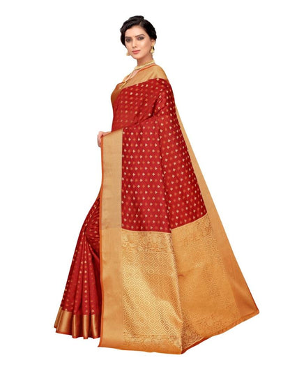 Red Coloured Poly Silk Jacquard Partywear saree | Leemboodi