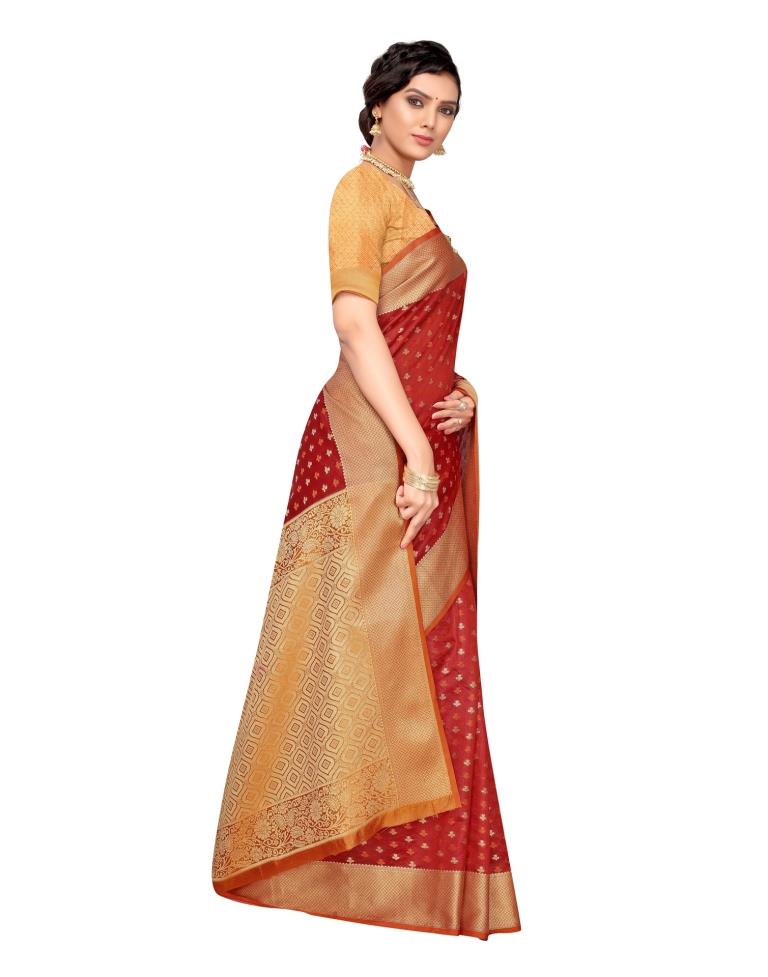 Red Coloured Poly Silk Jacquard Partywear saree | Leemboodi