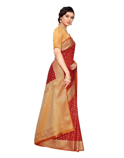 Red Coloured Poly Silk Jacquard Partywear saree | Leemboodi