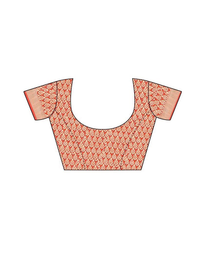 Orange Coloured Poly Silk Jacquard Partywear saree | Leemboodi